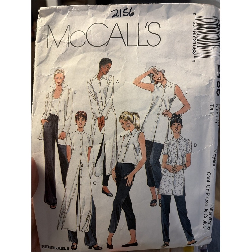 2156 Vintage McCalls SEWING Pattern Misses 1990 Shirt Three Lengths Cut To A 12